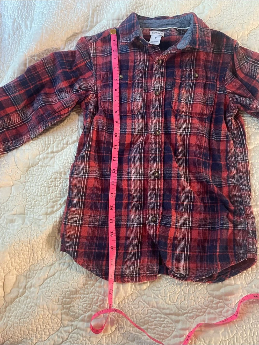 Carter's Red and Blue Plaid Button-Down Flannel Shirt